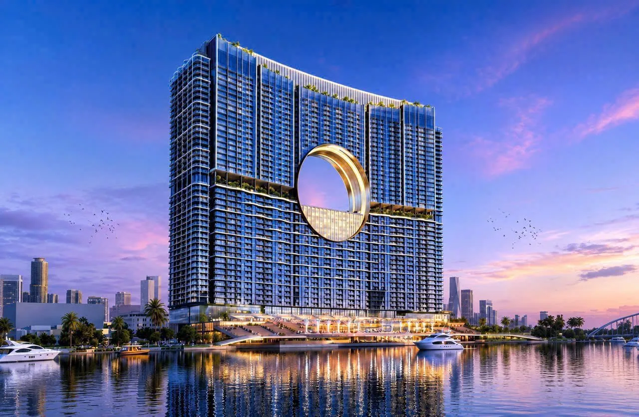 Phối cảnh Sun Galaxy Complex Đà Nẵng nhìn từ sông Hàn lúc hoàng hôn