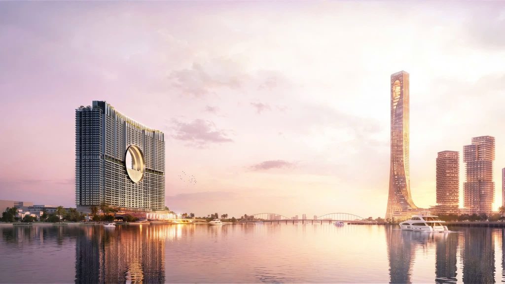 Phối cảnh Sun Galaxy Complex với Moon Gate bên trái, đối diện tháp biểu tượng Da Nang Downtown