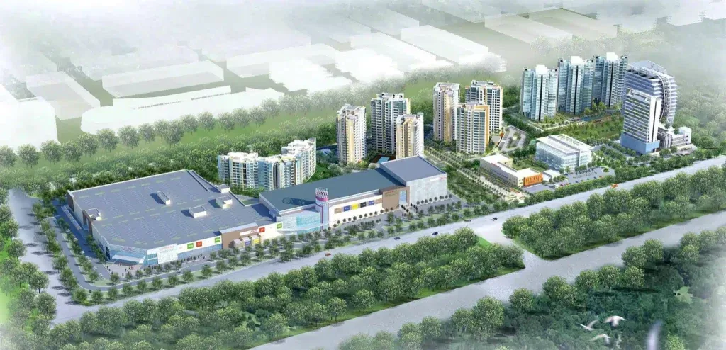 Phối cảnh tổng thể khu phức hợp căn hộ và trung tâm thương mại tại Thuận An, Bình Dương do Gamuda Land phát triển