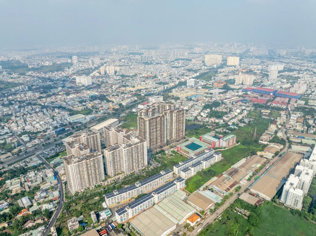 Toàn cảnh khu đô thị Akari City Nam Long nhìn từ trên cao tại quận Bình Tân, TP HCM
