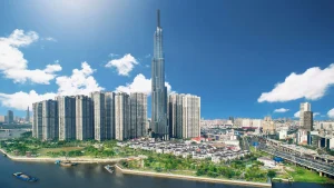 Cụm tháp cao tầng ven sông tại một khu đô thị Vinhomes hiện hữu ở TP.HCM