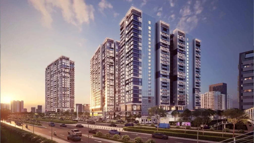 Phối cảnh tổng thể các block căn hộ Ansana By Kita nhìn từ trục đường phía trước dự án